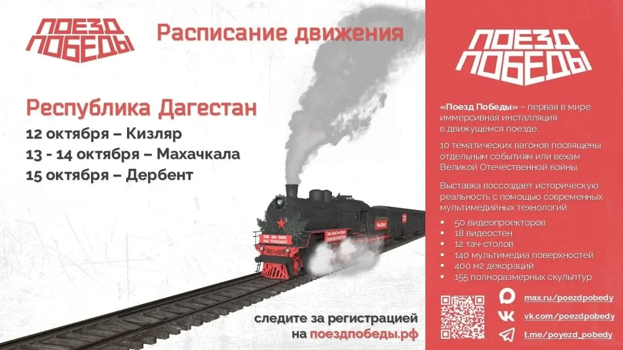 «Поезд Победы» прибудет в Дагестан 12 октября